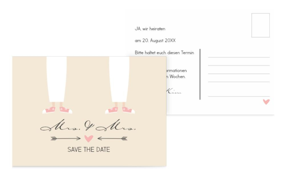 Save the Date Karte zur Hochzeit Pärchen - Frauen Save the Date Karte zur Hochzeit Pärchen - Frauen