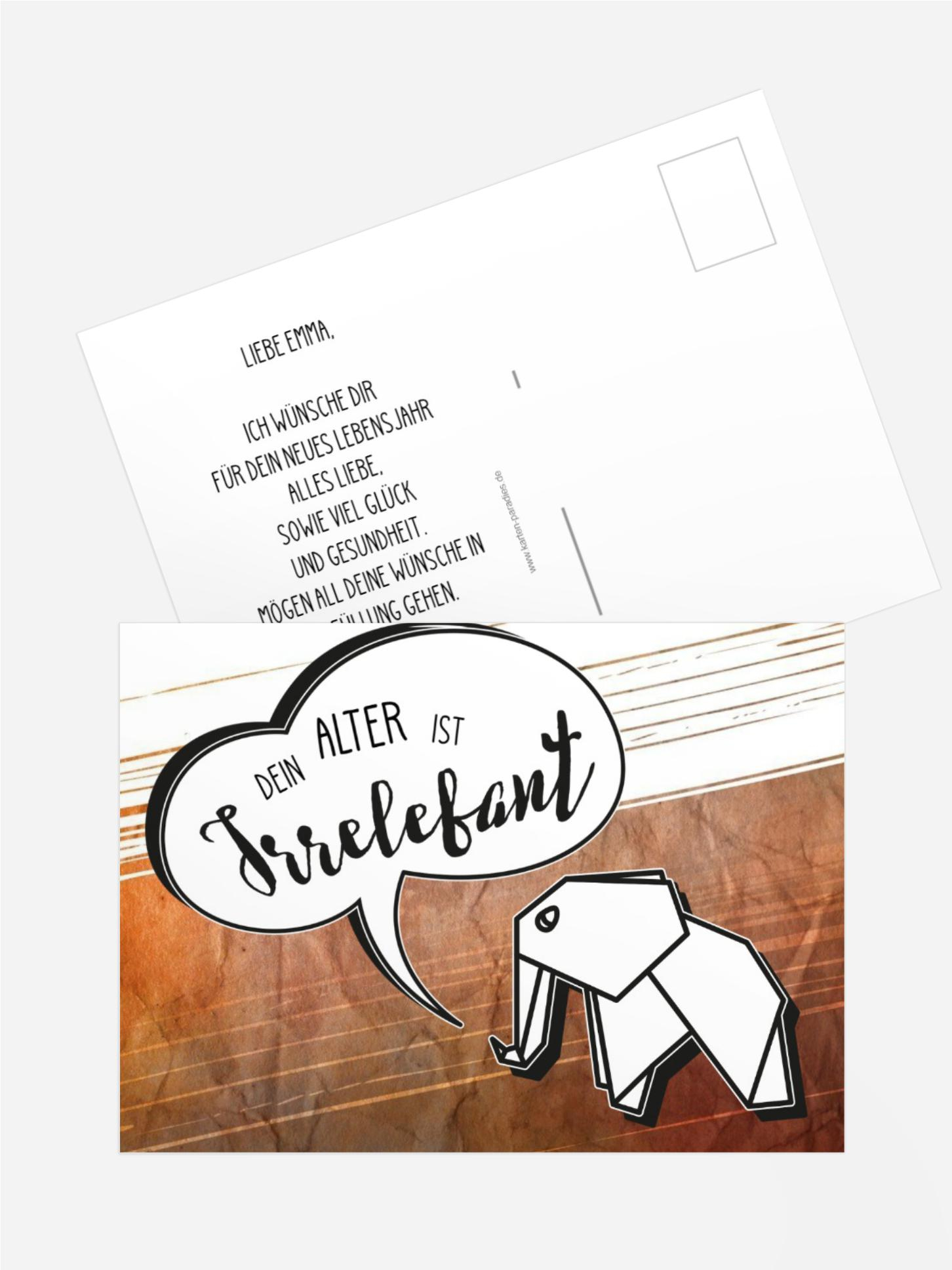 Glückwunschkarte zum Geburtstag Elefant