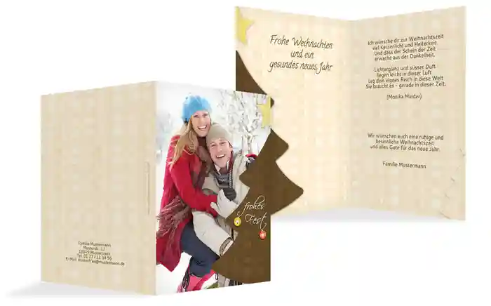 Grußkarte zu Weihnachten Privat Holzkaro