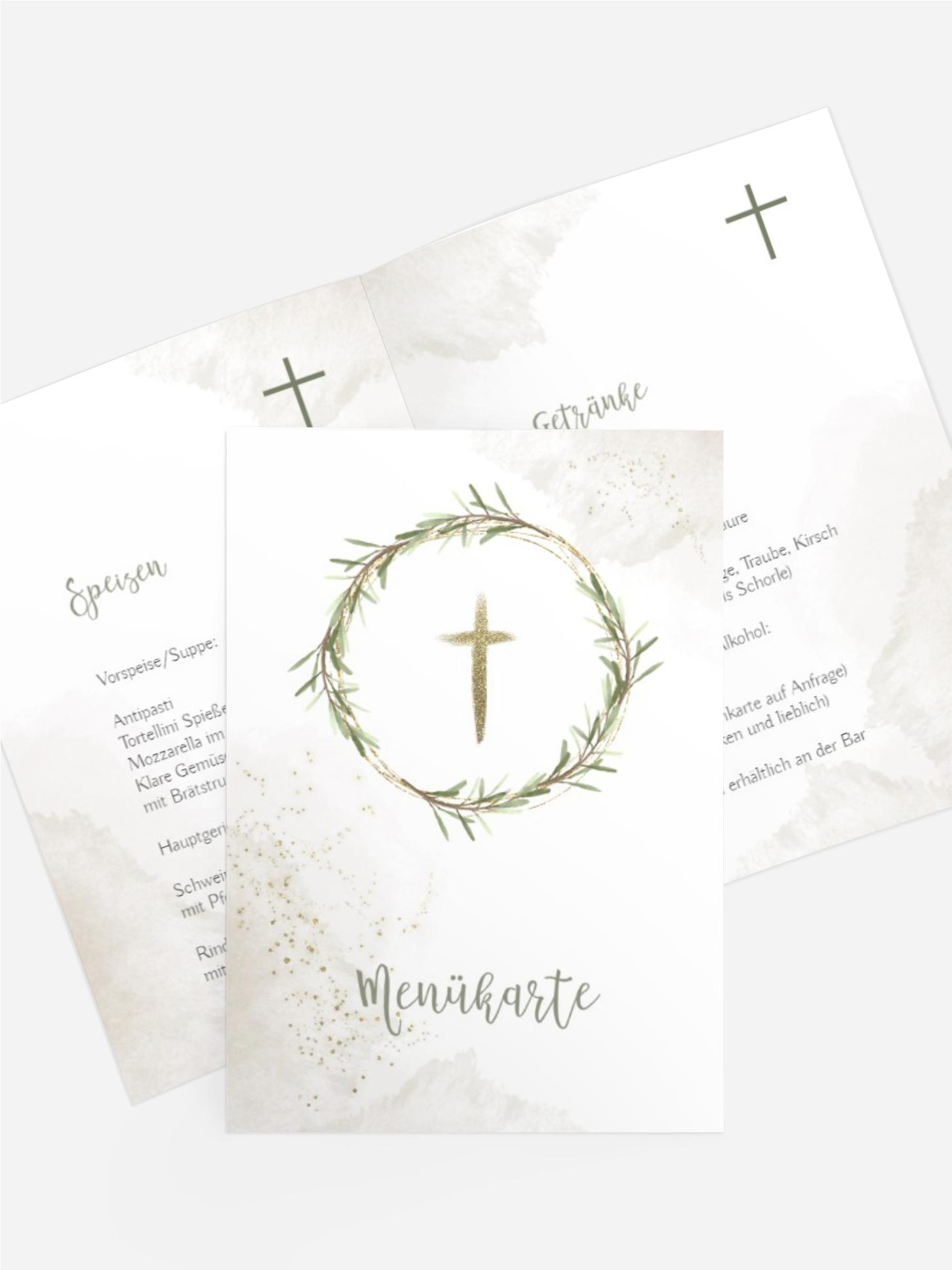Menükarte Konfirmation Kräuterkranz