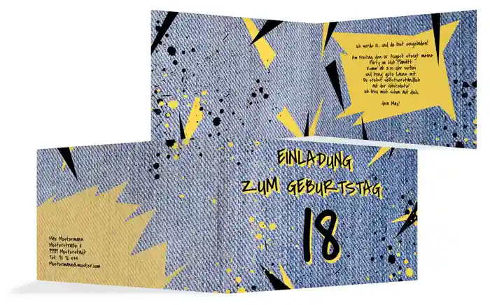 Einladung zum 18. Geburtstag Jeans Style 18