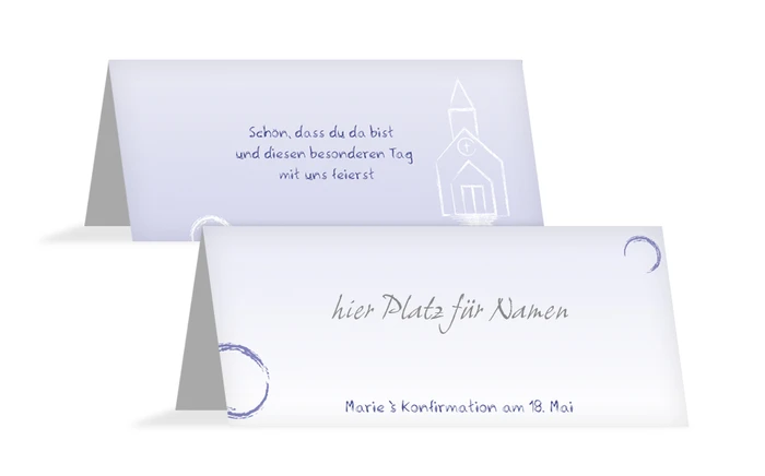 Tischkarte Konfirmation Kirche