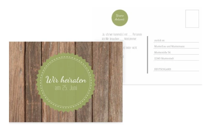 Antwortkarte Vintage Holz