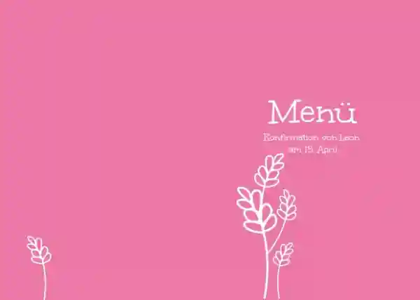 Menükarte Konfirmation Gräser