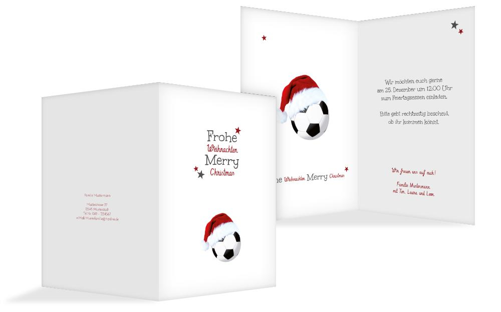 Weihnachts Einladungskarte privat Fußballmütze