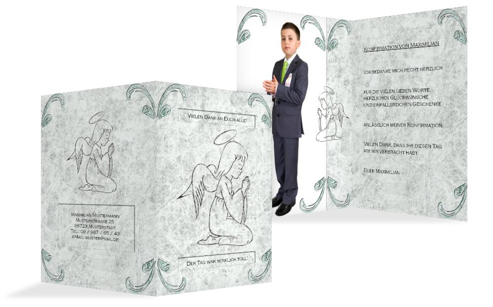 Dankeskarte Konfirmation Relief-Engelchen