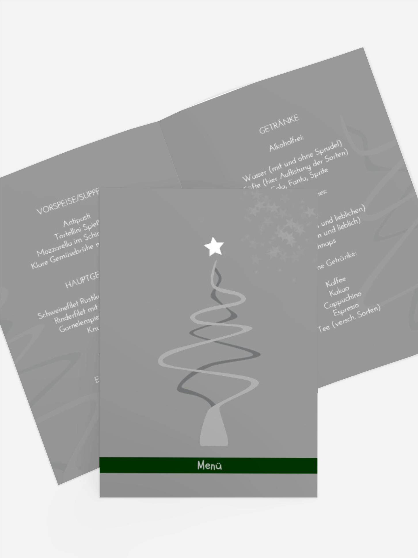 Menükarte Weihnachten Schnörkelbaum