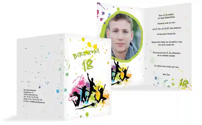Geburtstagseinladung bunte Party 18 Foto