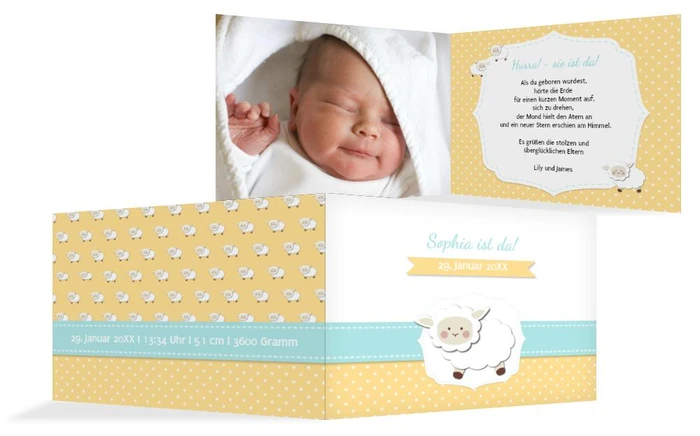 Babykarte Schäfchenherde