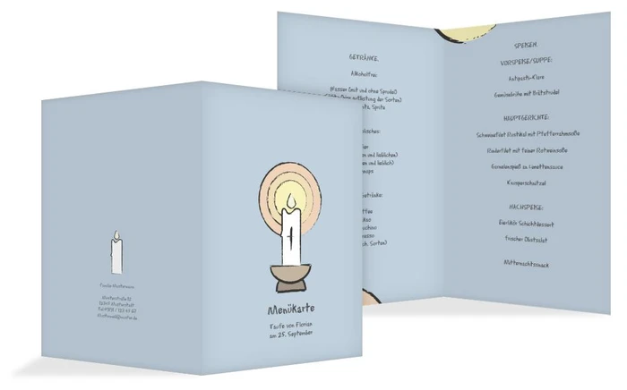 Menükarte Taufe Kerzenschein