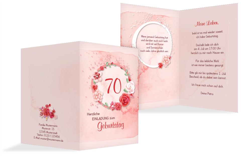 Einladung zum 70. Geburtstag Aquarell Rosen Einladung zum 70. Geburtstag Aquarell Rosen