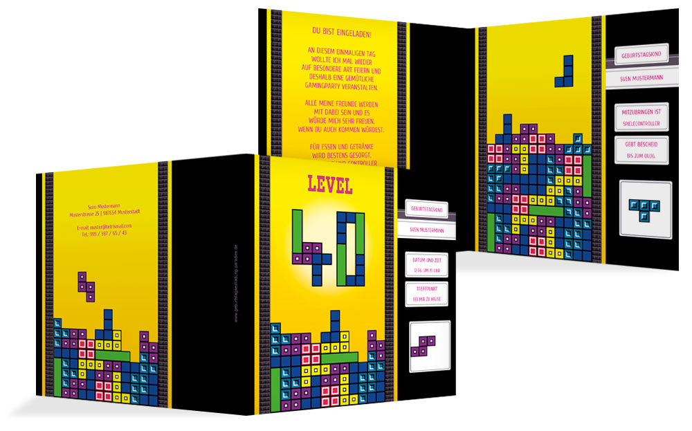 Einladung zum Geburtstag 8bit Game 40