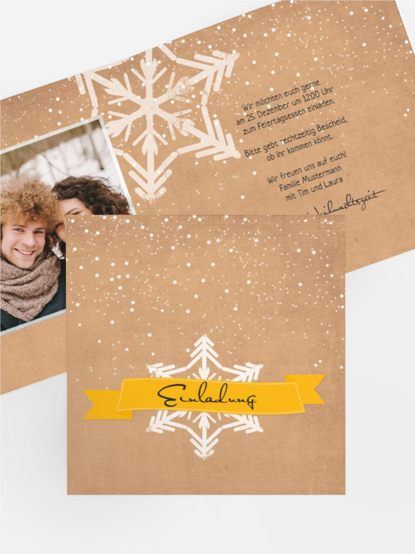 Foto Weihnachtseinladung Schneestern
