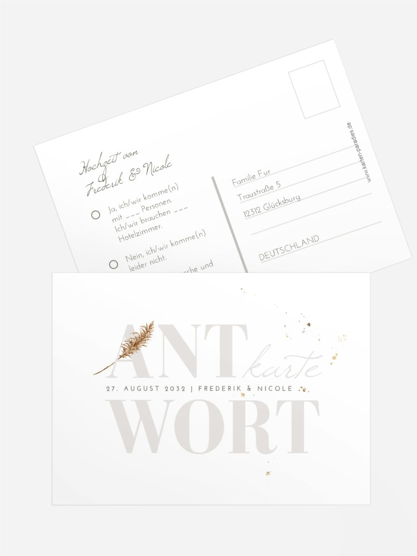 Antwortkarte Zugefächert