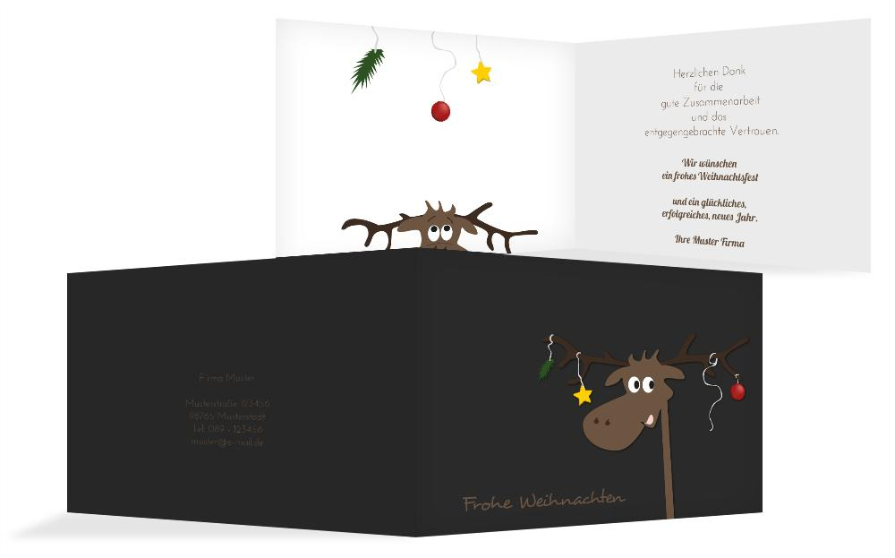 Weihnachts Grußkarte geschäftlich Elch