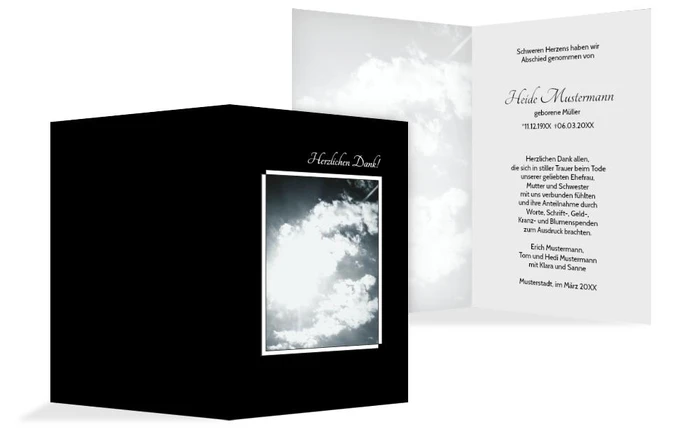 Dankeskarte Wolkenhimmel hoch