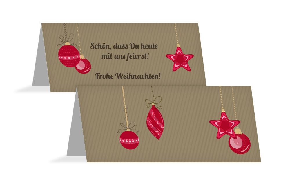 Weihnachtstischkarte Bunte Kugeln Weihnachtstischkarte Bunte Kugeln