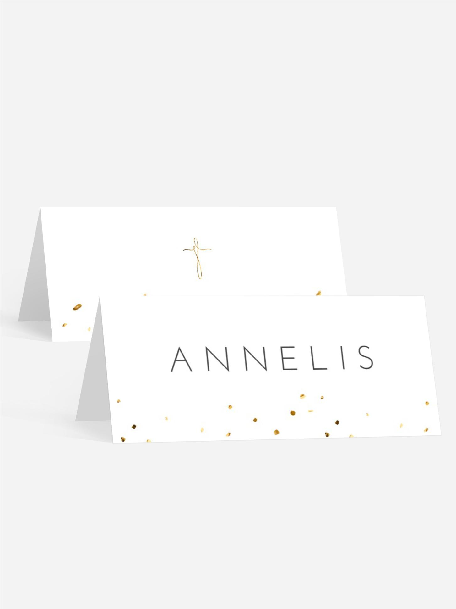 Tischkarte Taufe goldener Regen