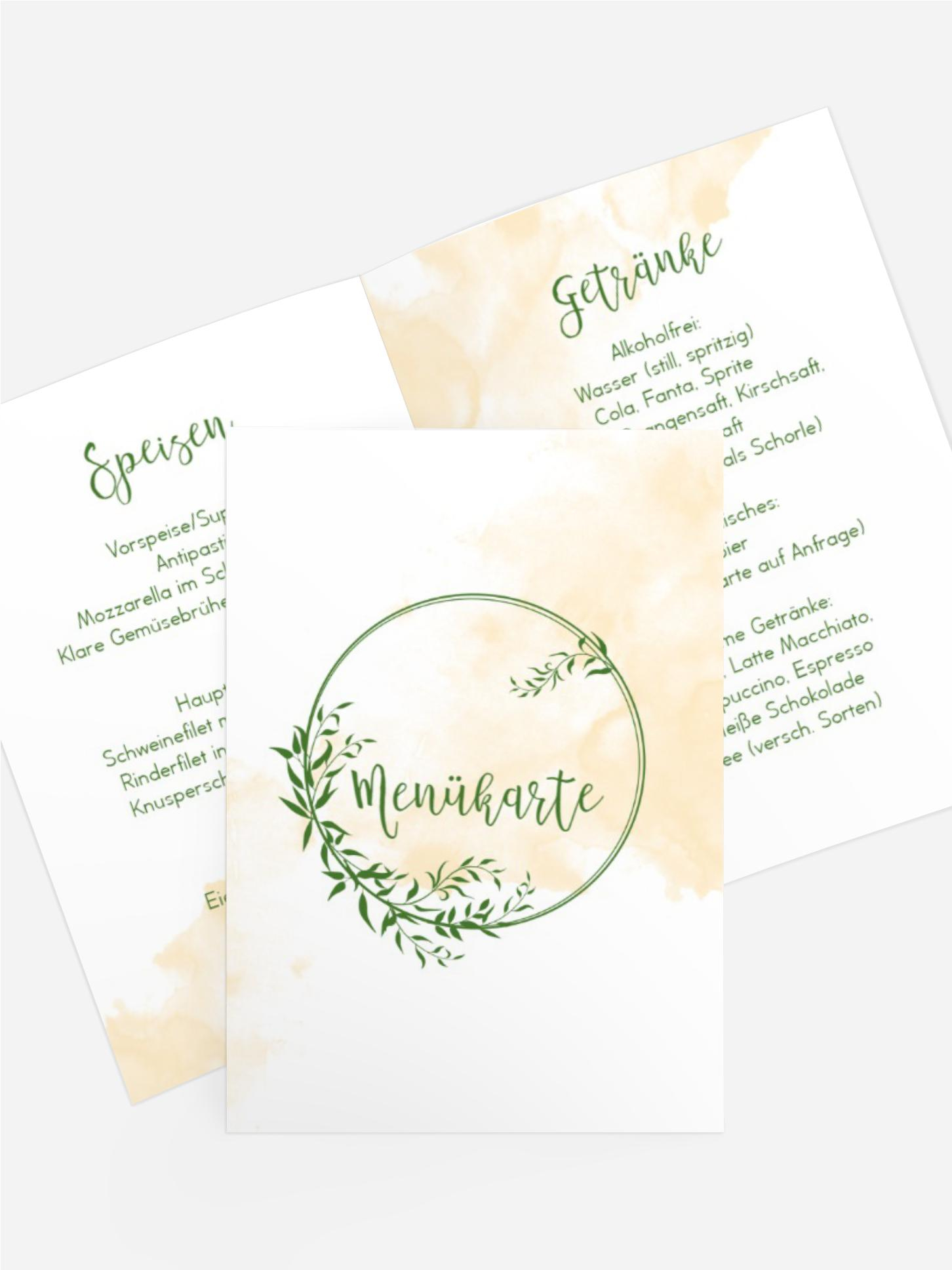 Menükarte Konfirmation Blattkreis