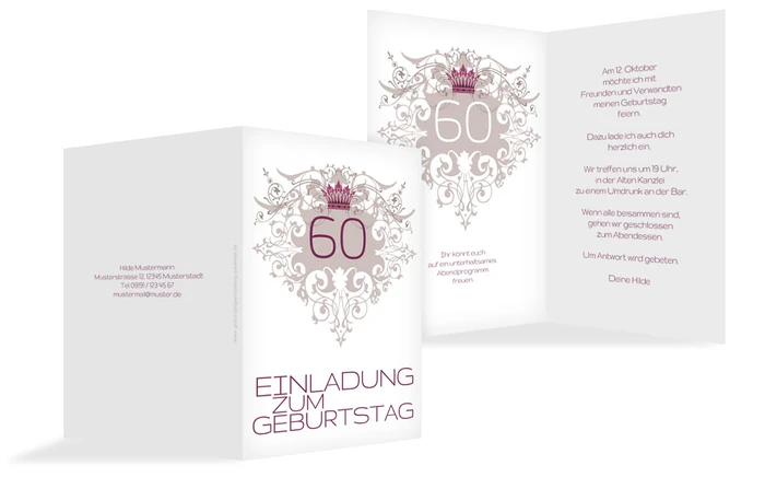 Einladung zum Geburtstag Krone 60