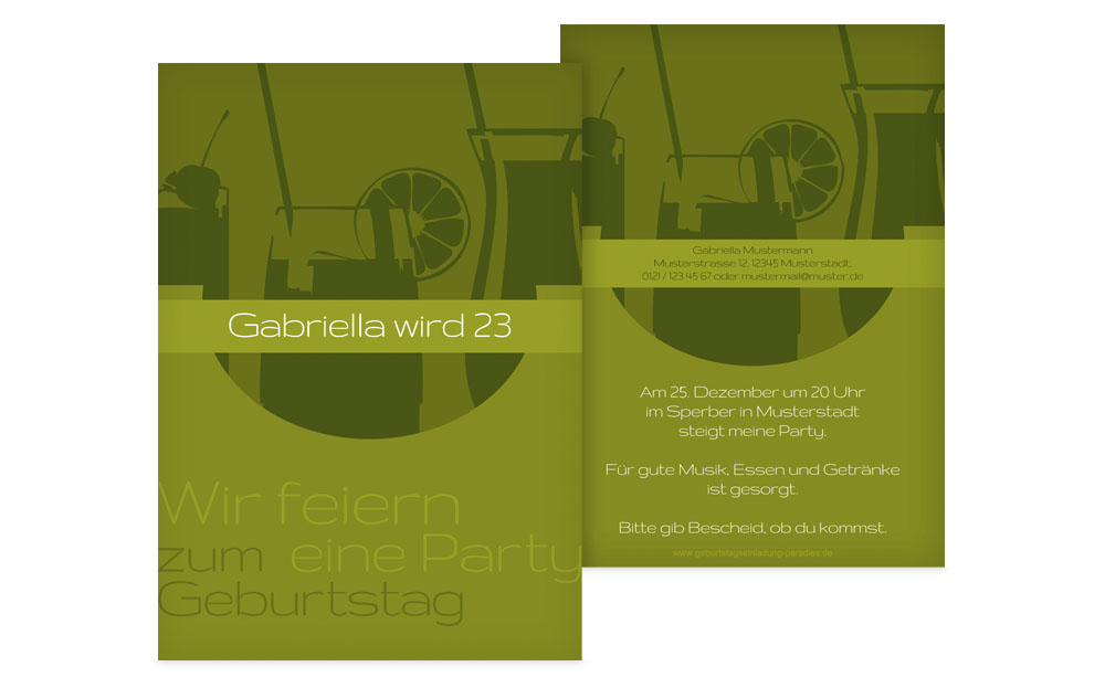 Geburtstagseinladungskarte Cocktails Geburtstagseinladungskarte Cocktails