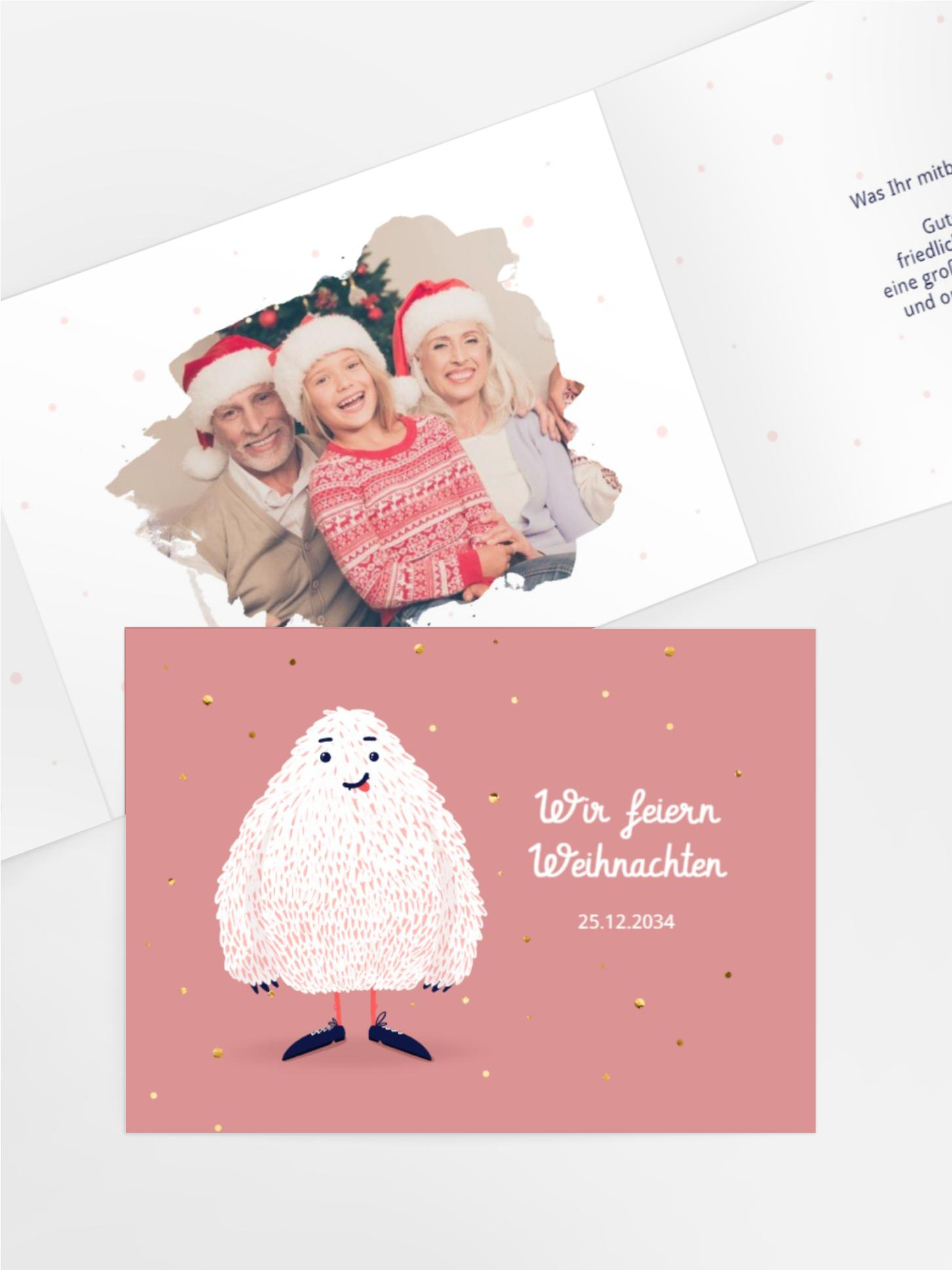 Weihnachtseinladung Fröhliche Yeti Grüße