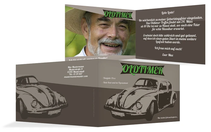 Einladung zum Geburtstag Oldtimer Foto