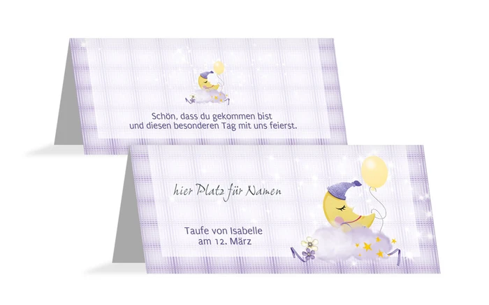 Tischkarte Taufe Mond