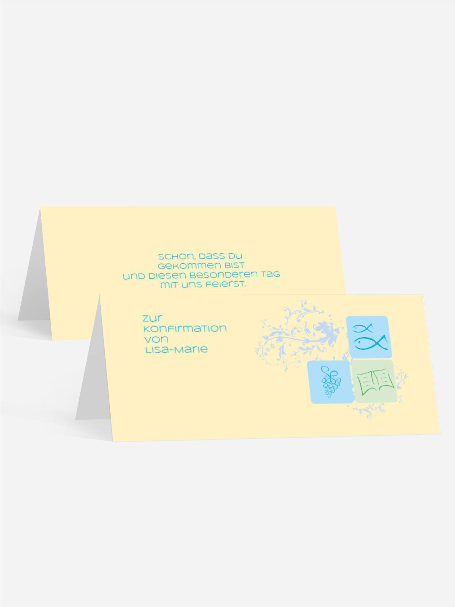 Tischkarte Konfirmation Fisch