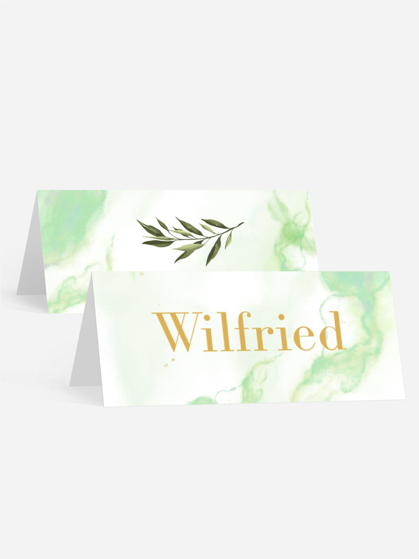 Tischkarte Taufe Gold und Natur