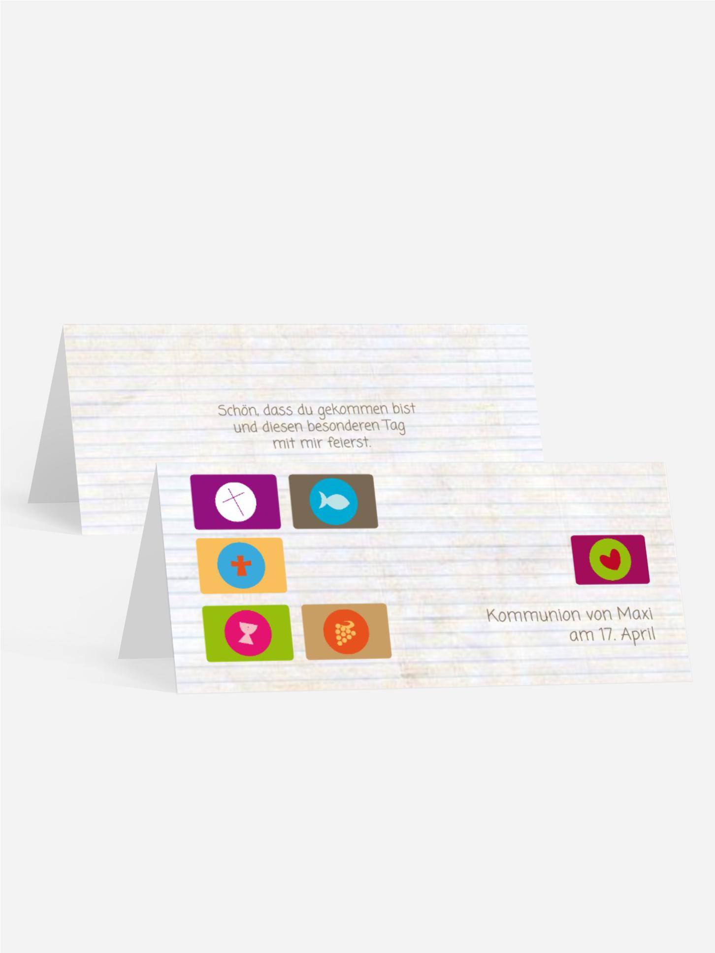 Tischkarte Kommunion buttons