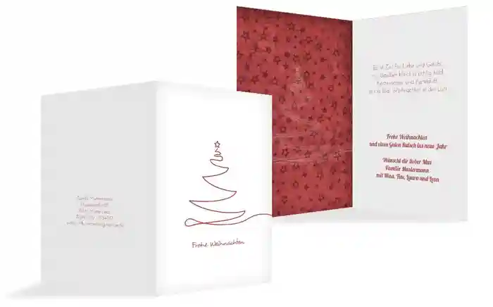 Weihnachts Grußkarte privat Linienbaum