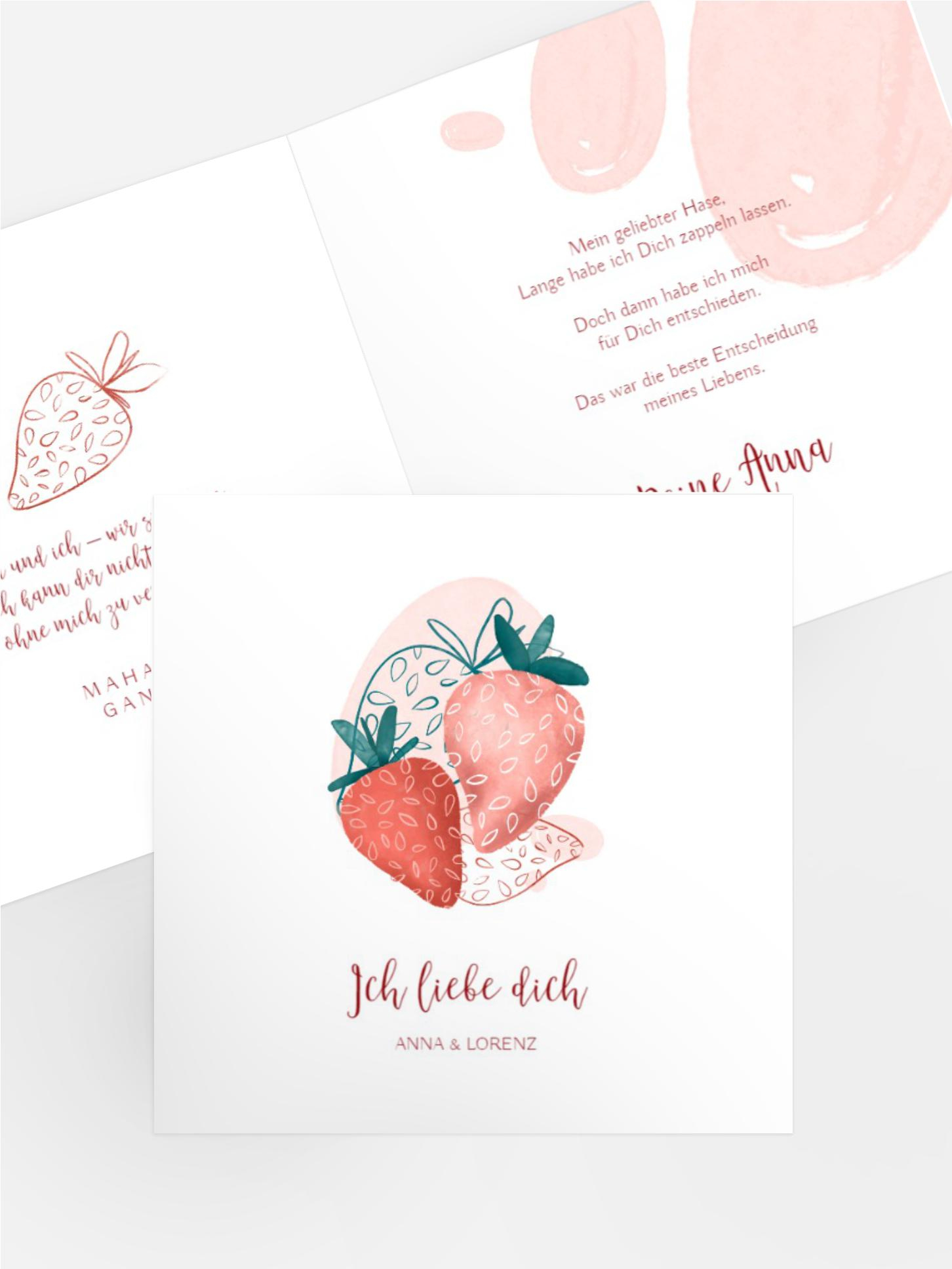 Valentinskarte Süße Erdbeeren