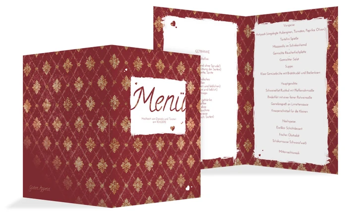 Menükarte Liebesbündnis