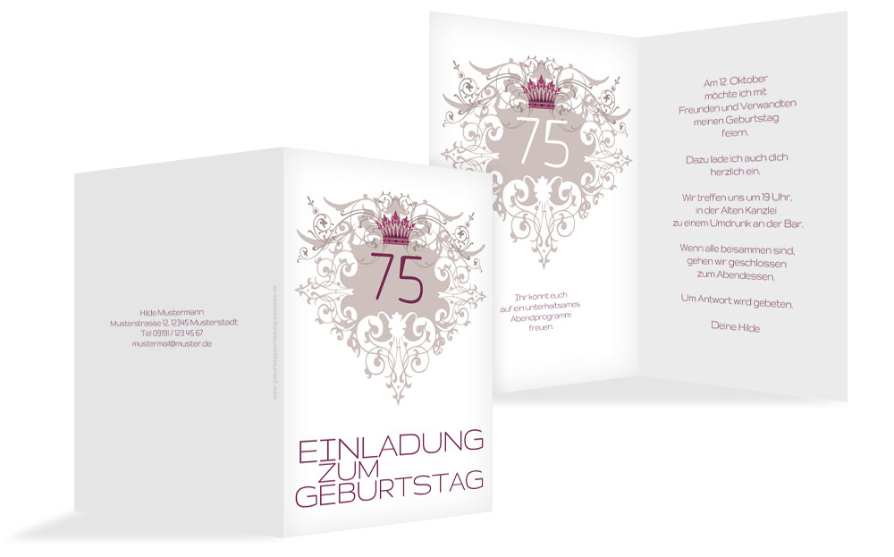 Einladung zum Geburtstag Krone 75 Einladung zum Geburtstag Krone 75