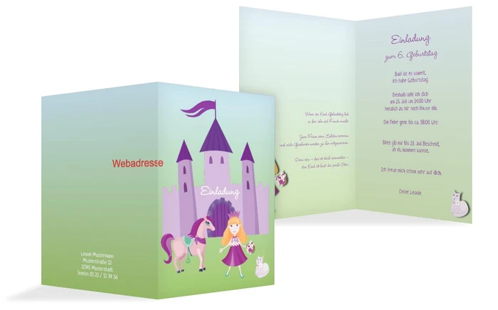 Einladung zum Kindergeburtstag Märchenprinzessin
