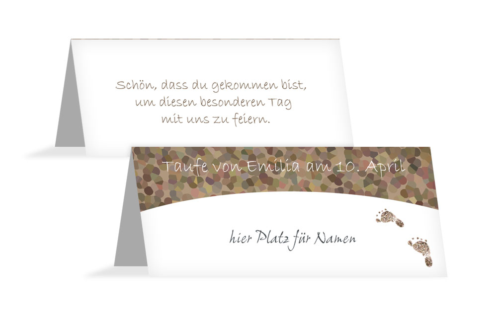 Taufe Tischkarte Erste Schritte