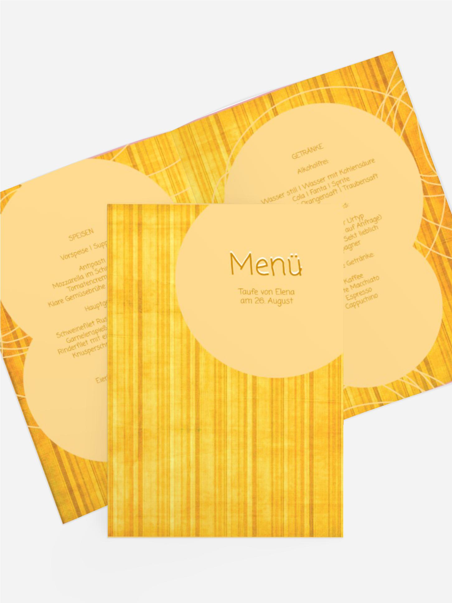 Taufe Menükarte Wollknäul