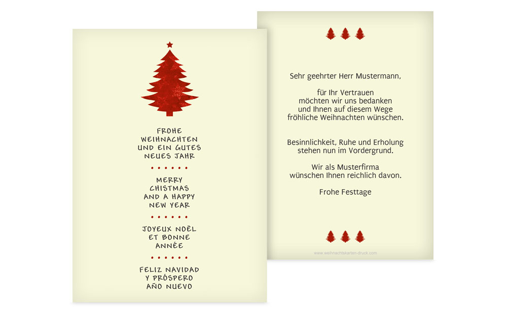 Weihnachtsgrußkarte Geschäft Bäumchen Weihnachtsgrußkarte Geschäft Bäumchen