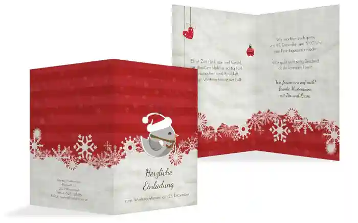 Weihnachtseinladung Vogel
