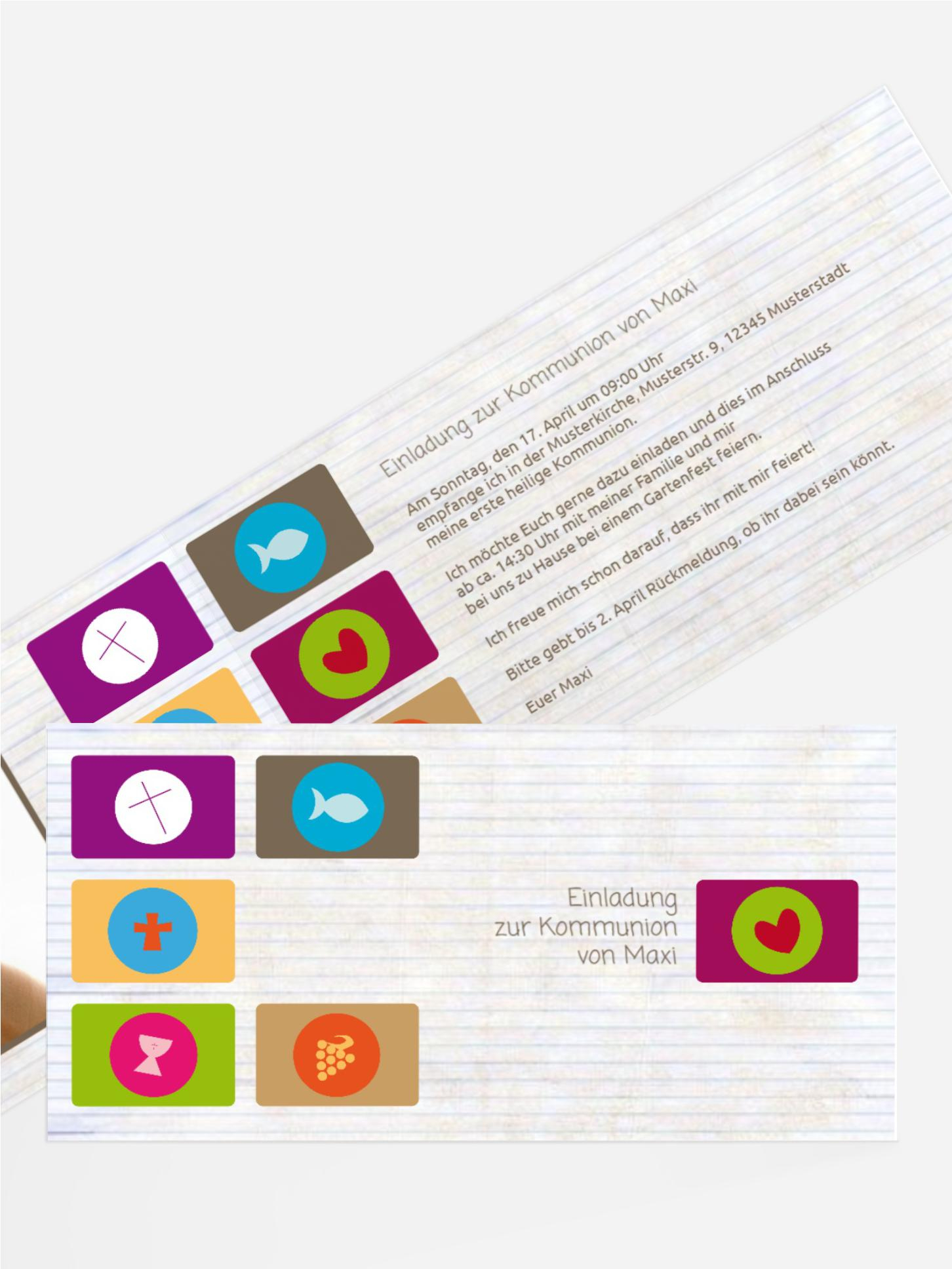 Einladung Kommunion buttons