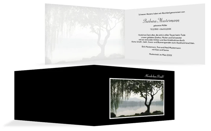 Dankeskarte Baum am See quer