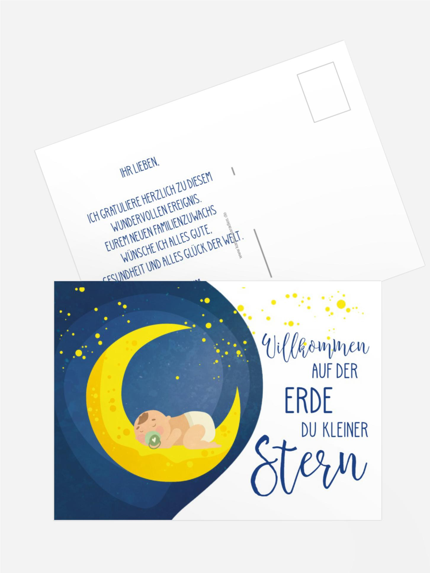 Glückwunschkarte zur Geburt Stern