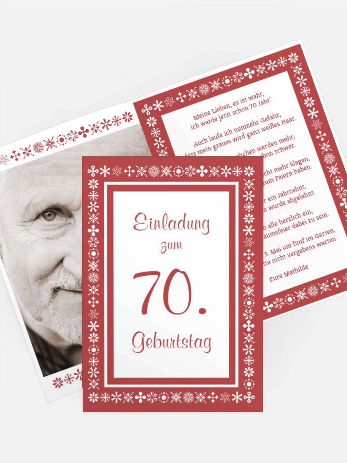 Geburtstagseinladung florale Elemente 70 Foto