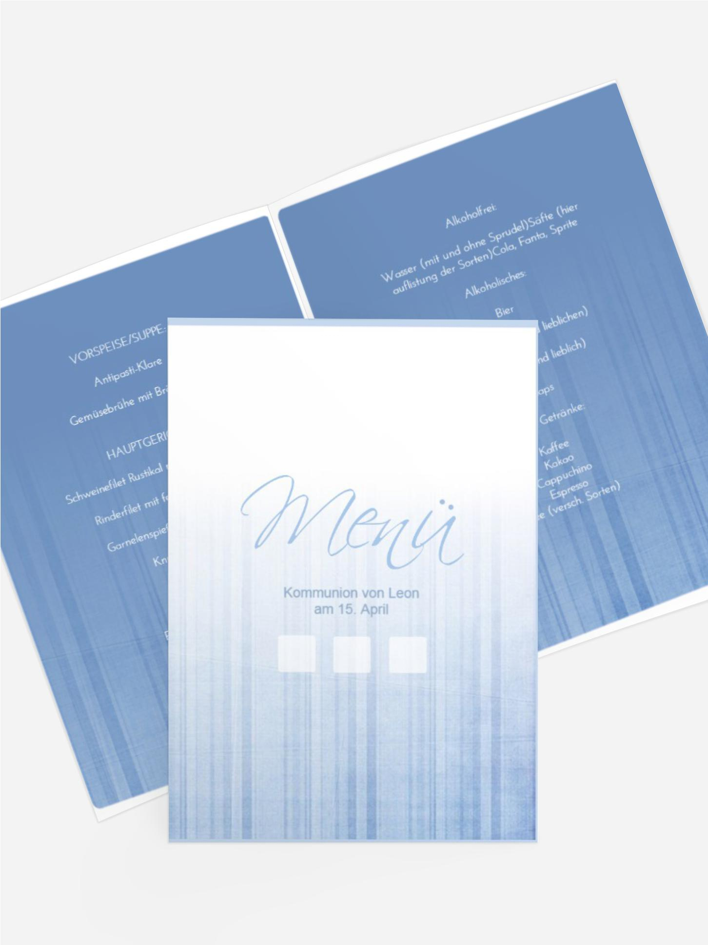 Menükarte Kommunion White