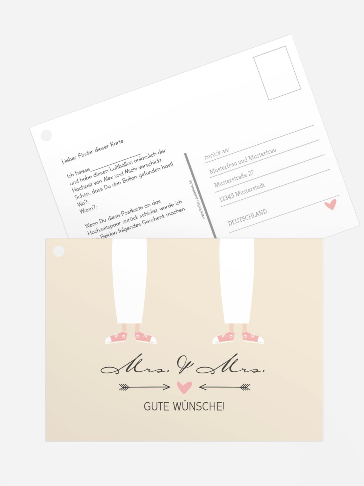 Ballonkarte zur Hochzeit Pärchen - Frauen Ballonkarte zur Hochzeit Pärchen - Frauen