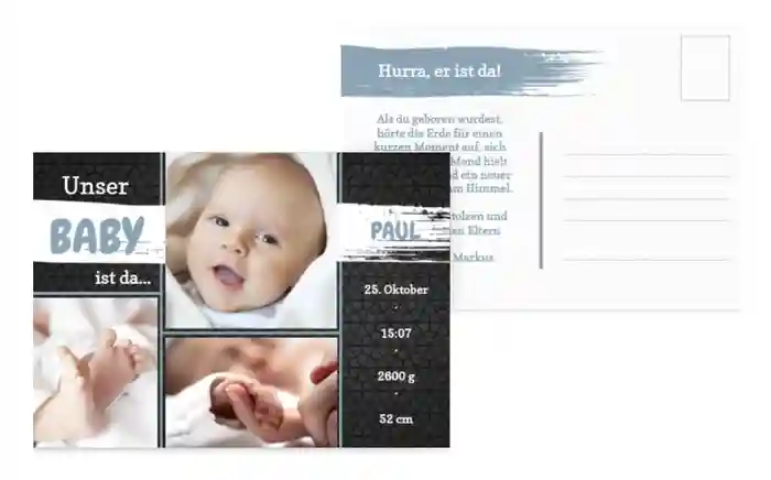 Babykarte zur Geburt Schiefer Babykarte zur Geburt Schiefer