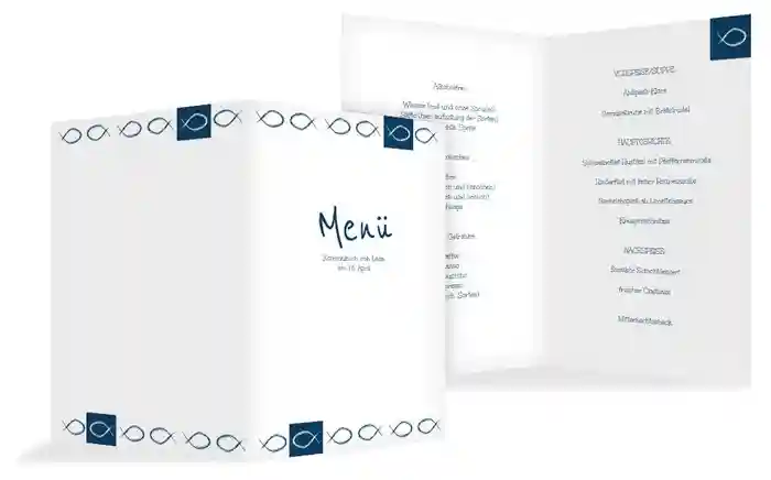Menükarte Kommunion Fische
