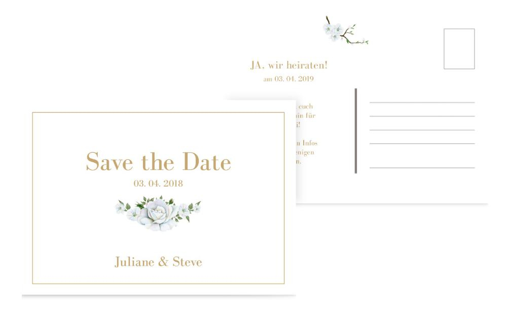 Save the Date Weiße Rose Save the Date Weiße Rose