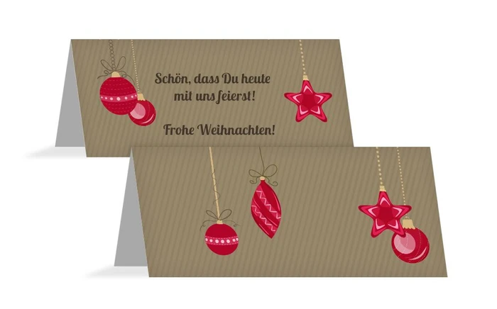 Weihnachtstischkarte Bunte Kugeln